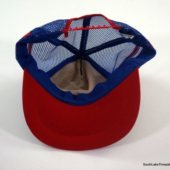 Vtg DA YOOPERS GROOPER MICHIGAN SnapBack Hat Retro Deer Camp Cap Blue Red White - Picture 2 of 5